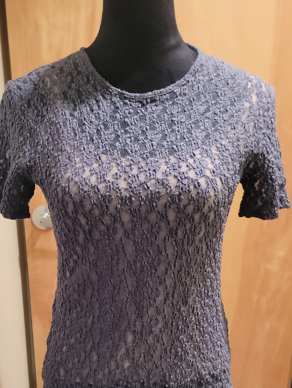Vince Navy Lace Short Sleeve Tee
